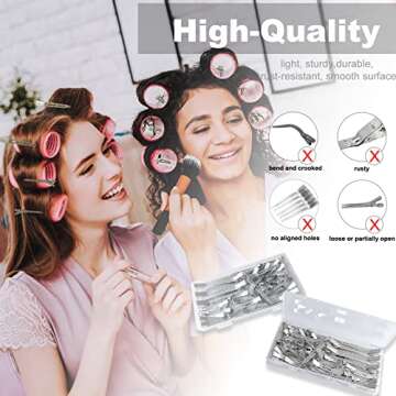TseroFay 42Pcs Styling Hair Clips Set: Silver Metal Duck Billed Clips for Women's Hairstyling, Long Duckbill Pins, Alligator Rollers with Case