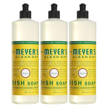 MRS. MEYER'S CLEAN DAY Liquid Dish Soap, Biodegradable Formula, Honeysuckle, 16 fl. oz - Pack of 3