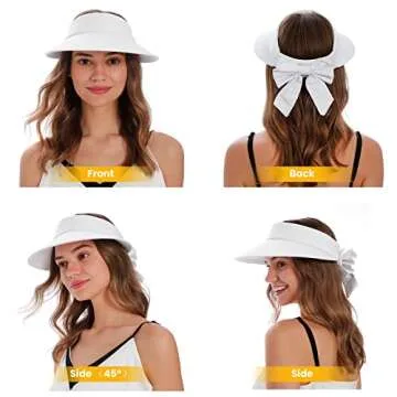 Simplicity White Visor Hat Women's UPF 50+ UV Protection Visor Hats for Women Wide Brim Beach Womens...