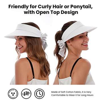 Simplicity White Visor Hat Women's UPF 50+ UV Protection Visor Hats for Women Wide Brim Beach Womens Sun Hat,White Visor