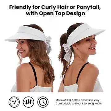 Simplicity White Visor Hat Women's UPF 50+ UV Protection Visor Hats for Women Wide Brim Beach Womens Sun Hat,White Visor