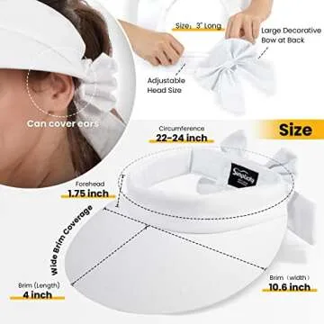Simplicity White Visor Hat Women's UPF 50+ UV Protection Visor Hats for Women Wide Brim Beach Womens Sun Hat,White Visor