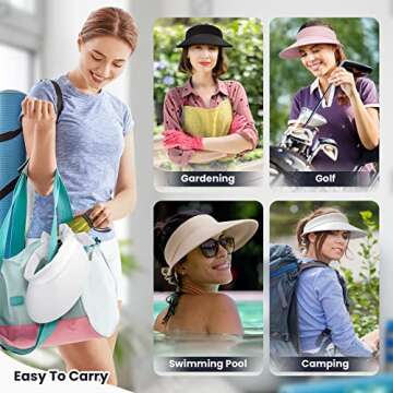 Simplicity White Visor Hat Women's UPF 50+ UV Protection Visor Hats for Women Wide Brim Beach Womens Sun Hat,White Visor