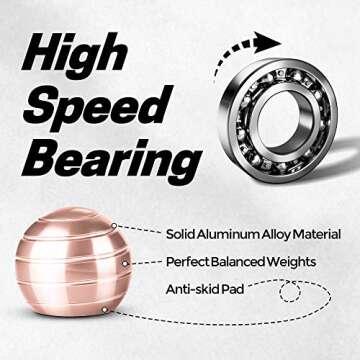 ATESSON Fidget Spinner Ball Kinetic Desk Toy, Optical Illusion Metal Fidget Spinning Ball, Office St...