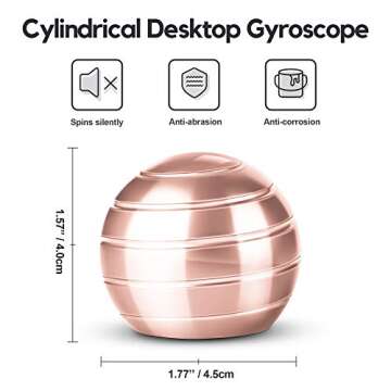 ATESSON Fidget Spinner Ball Kinetic Desk Toy, Optical Illusion Metal Fidget Spinning Ball, Office Stress Relief Spinner Toys for Adults Kids (1.5 in-Rose Gold)