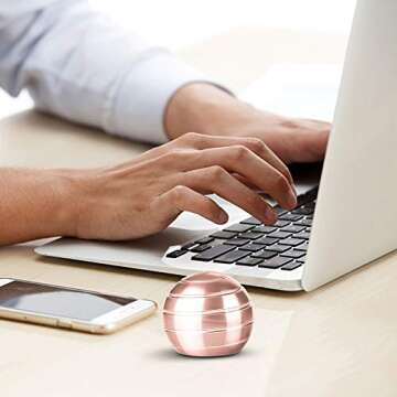 ATESSON Fidget Spinner Ball Kinetic Desk Toy, Optical Illusion Metal Fidget Spinning Ball, Office Stress Relief Spinner Toys for Adults Kids (1.5 in-Rose Gold)