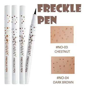 Hfpengzan Freckle Pen 2 Colors, Natural Lifelike Freckle Makeup Pen Magic Freckle Color,Waterproof Longlasting Soft Dot Sopt Pen,for Natural Effortless Sunkissed Makeup-Chestnut&Dark Brown
