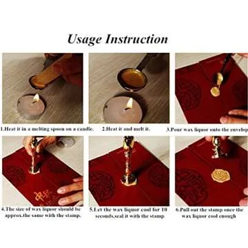 Aokbean European Retro Sealing Wax Beads Set Star Shape Sealing Wax Beads with Tea Light,Antique Bronze Engraved Wax Scale and Melting Spoon (Light Pink)