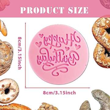 Mivofun 4Pcs Happy Birthday Fondant Embosser 3D Design Acrylic Mould Cookie Stamp, Cookie Cutters fo...