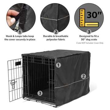 MidWest Homes for Pets Dog Crate Cover, Privacy Dog Crate Cover Fits MidWest Dog Crates, Crate Cover Only, Machine Wash & Dry, Black, 30-Inch