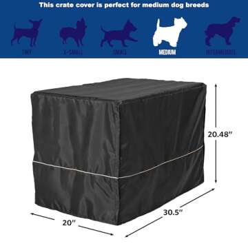 MidWest Homes for Pets Dog Crate Cover, Privacy Dog Crate Cover Fits MidWest Dog Crates, Crate Cover Only, Machine Wash & Dry, Black, 30-Inch