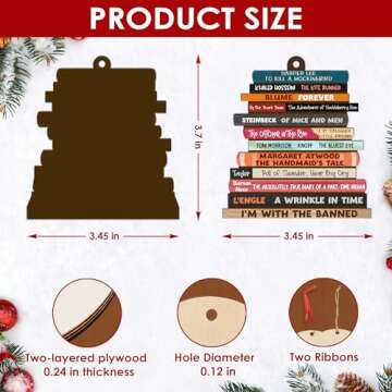 GEEMBI Gifts for Book Lovers, Christmas Ornaments - Book Decor, Christmas Book Tree Decorations, Boo...