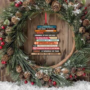 GEEMBI Gifts for Book Lovers, Christmas Ornaments - Book Decor, Christmas Book Tree Decorations, Book Lovers Gift Ideas, Book Club, Librarian, Nerd Gifts - Christmas Tree Decoration Wooden Ornament