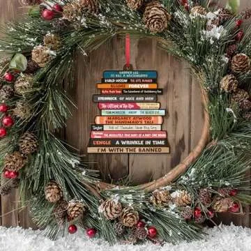 GEEMBI Gifts for Book Lovers, Christmas Ornaments - Book Decor, Christmas Book Tree Decorations, Book Lovers Gift Ideas, Book Club, Librarian, Nerd Gifts - Christmas Tree Decoration Wooden Ornament