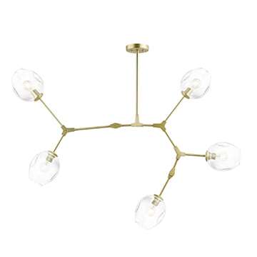 Light Society Thurston 5-Light Adjustable Chandelier Pendant, Matte Gold with Clear Glass Shades, Modern Lighting Fixture (LS-C126)