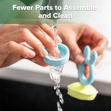 Haakaa Baby Fruit Food Feeder & Mini Freezer Nibble Tray Combo, Breastmilk Popsicle Molds for Baby Cooling Relief, BPA Free Silicone Feeder for Safe Infant Self Feeding, 4 Month+ (Blue)