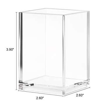 CECOLIC Acrylic Pen Holder 2 Pack Clear Pencil Holder Desk Accessories, Acrylic Pencil Cup Stationery Organizer for Office, School, Home Supplies