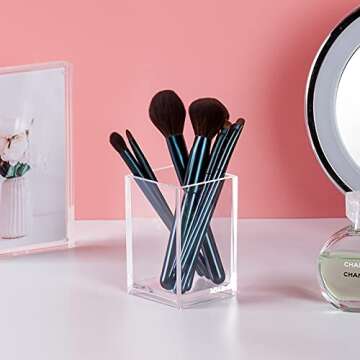 CECOLIC Acrylic Pen Holder 2 Pack Clear Pencil Holder Desk Accessories, Acrylic Pencil Cup Stationery Organizer for Office, School, Home Supplies