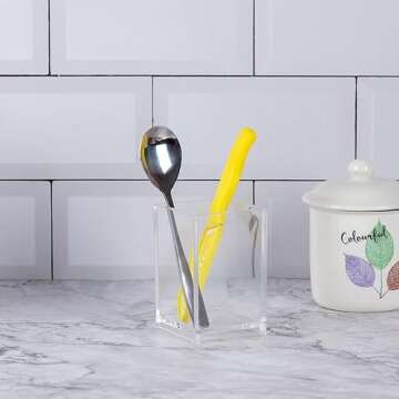 CECOLIC Acrylic Pen Holder 2 Pack Clear Pencil Holder Desk Accessories, Acrylic Pencil Cup Stationery Organizer for Office, School, Home Supplies