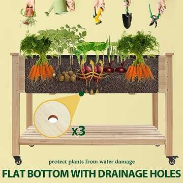 MUPATER 4x2FT Raised Garden Bed, Planter Box with Four Wheels and Legs for Herbs and Vegetables, Ele...