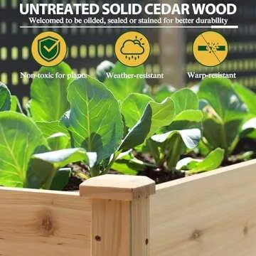 MUPATER 4x2FT Raised Garden Bed, Planter Box with Four Wheels and Legs for Herbs and Vegetables, Elevated Garden Bed with Drainage Holes for Outdoor Indoor, Natural Wood