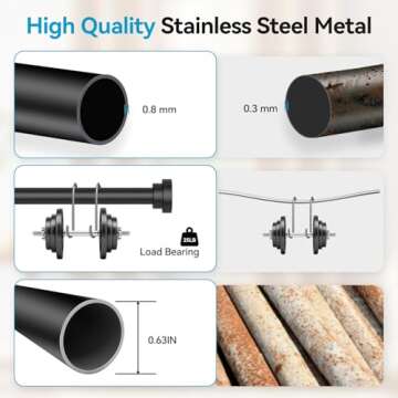 Durable Black Curtain Rods Adjustable 28 to 48 Inch