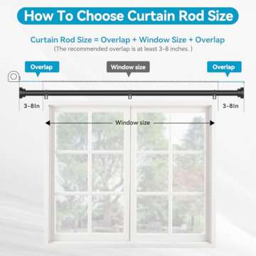 Durable Black Curtain Rods Adjustable 28 to 48 Inch