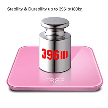 Stylish Wide Digital Body Weight Scale Up to 396lb in Pink