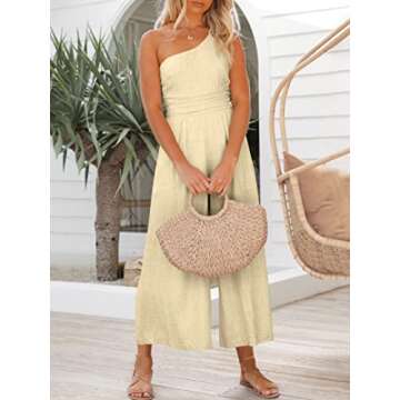 Trendy One Shoulder Pleated Jumpsuit for Summer Fashion