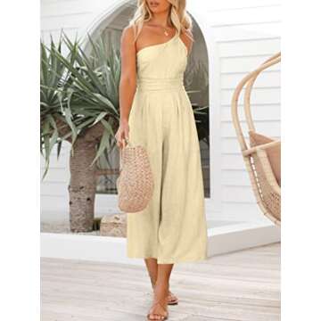 Trendy One Shoulder Pleated Jumpsuit for Summer Fashion