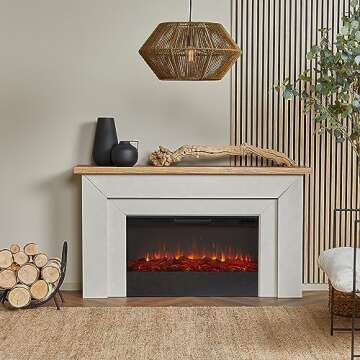 Real Flame Malie 68" Landscape Electric Fireplace with Mantel for Living Room or Bedroom, Replaceabl...