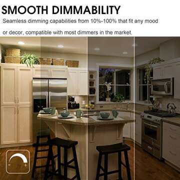 5CCT LED Slim Recessed Lighting, 6 inch Downlight, 14W=85W, Dimmable, 850LM CRI 90+, 2700K/3000K/4000K/5000K/6500K Selectable, Simple Retrofit Installation, Wet Rated, ETL&Energy Star Listed, 6 Pack