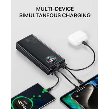 Baseus Portable Charger, 65W 30000mAh High Capacity Laptop Power Bank, Digital Display, PD3.0, 7-Port Battery Pack for MacBook, iPad, iPhone 16/15/14 Series, Samsung, Steam Deck, ROG Ally (Black)