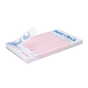 DGBDPACK Guest Check Pads EP-3632-1 (10 Pads), Total 500 Pink Waitress Notepad, Server Order Pads