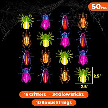 PartySticks Glow Critters and Halloween Trick or Treat Glow Skeletons and Pumpkins - Glow Sticks Par...