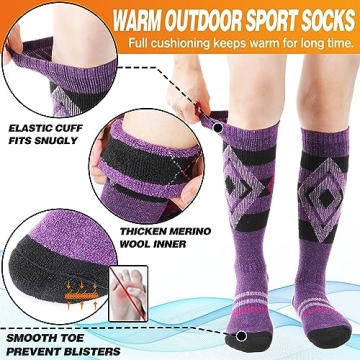 Welwoos Merino Wool Ski Socks for Winter Warmth and Comfort
