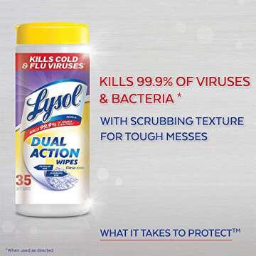 Lysol Dual Action Disinfecting Wipes w. Scrubbing Texture 75 Pack of, White, Citrus, 150 Count, (Pac...