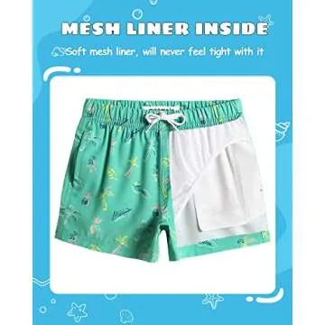 maamgic Boys Swim Trunks Stretch Quick Dry Swim Shorts Kids Bathing Suits Toddler Boy Swimsuit Swimwear Palm Grass Green 10/12