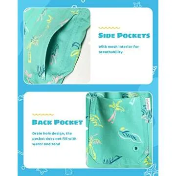 maamgic Boys Swim Trunks Stretch Quick Dry Swim Shorts Kids Bathing Suits Toddler Boy Swimsuit Swimwear Palm Grass Green 10/12
