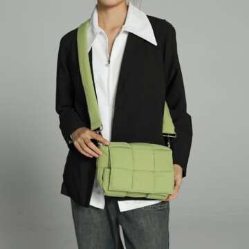 NAARIIAN Puffer Shoulder Bag for Women,Lightweight puffy Woven Crossbody Bags,Quilted Purse Handbags with Adjustable Strap