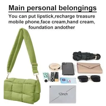 NAARIIAN Puffer Shoulder Bag for Women,Lightweight puffy Woven Crossbody Bags,Quilted Purse Handbags with Adjustable Strap