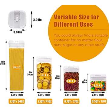 NUMYTON Airtight Food Storage Containers - 6Pcs - Pantry Organization and Storage - Pasta Containers for Pantry for Candy Bars, Chocolate, Twizzler, Toffee Candy, & Cereal