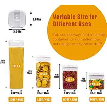 NUMYTON Airtight Food Storage Containers - 6Pcs - Pantry Organization and Storage - Pasta Containers for Pantry for Candy Bars, Chocolate, Twizzler, Toffee Candy, & Cereal