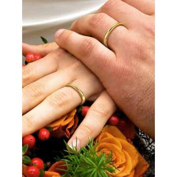 SILVERCUTE Wedding Band 18K Gold Plated Sterling Silver 2.5mm Wide Couple Rings for Men Women, Adjus...