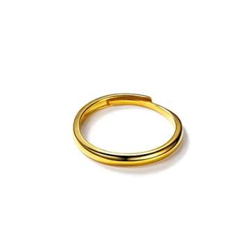 SILVERCUTE Wedding Band 18K Gold Plated Sterling Silver 2.5mm Wide Couple Rings for Men Women, Adjustable
