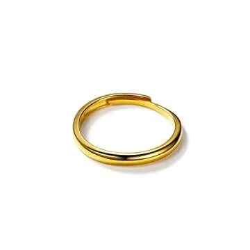 SILVERCUTE Wedding Band 18K Gold Plated Sterling Silver 2.5mm Wide Couple Rings for Men Women, Adjustable