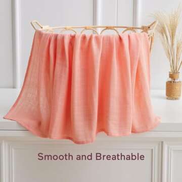 Momcozy Muslin Swaddle Blankets, Soft Silky Baby Blankets 47 x 47 inches, Breathable Swaddle Blanket...