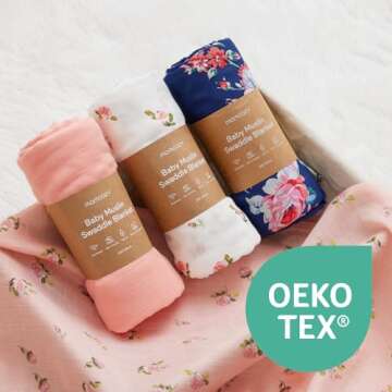 Momcozy Muslin Swaddle Blankets, Soft Silky Baby Blankets 47 x 47 inches, Breathable Swaddle Blankets, Newborn Receiving Blanket for Boys and Girls, 4 Pack