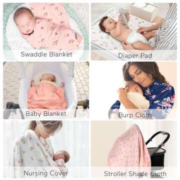 Momcozy Muslin Swaddle Blankets, Soft Silky Baby Blankets 47 x 47 inches, Breathable Swaddle Blankets, Newborn Receiving Blanket for Boys and Girls, 4 Pack