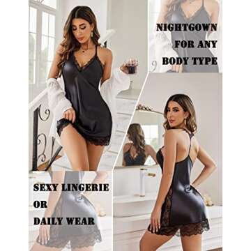 Avidlove Women Lingerie Satin Lace Chemise Nightgown Sexy Full Slips Sleepwear S-4XL